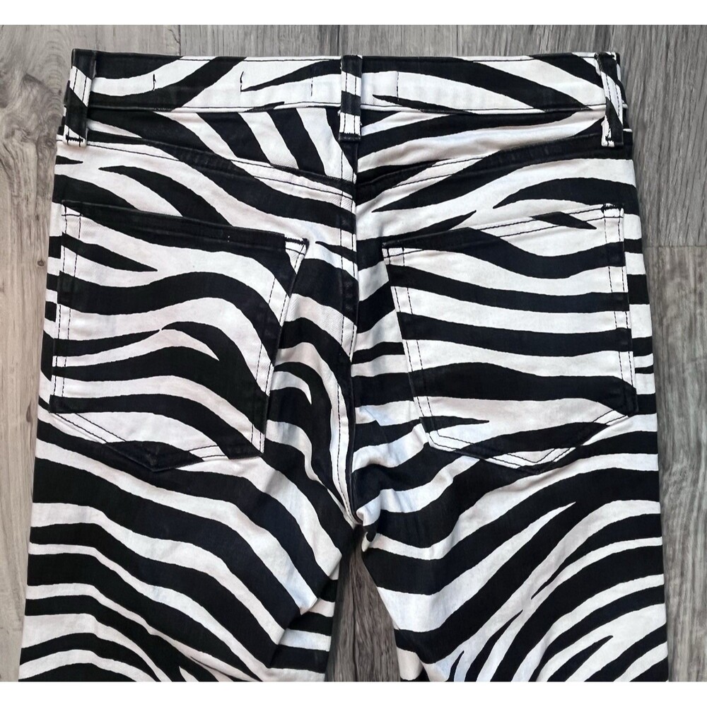 Nili Lotan Pants Womens 26 Black Ivory Zebra Animal Print Made in USA - Picture 5 of 11
